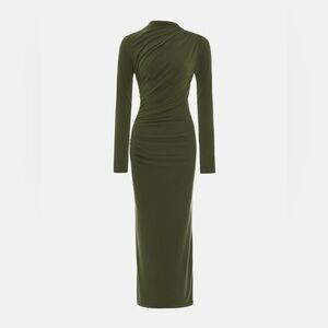 Draped, gathered midi dress